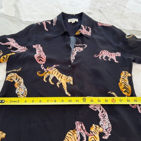 L'AGENCE BLACK MULTI SILK TIGER PRINT SHIIRT SIZE S/P NWOTS! - Picture 7 of 15